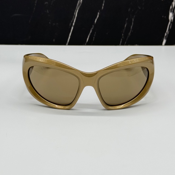 NEW BB0228S 004 BALENCIAGA GOLD BROWN OVAL WOMEN BALENCIAGA SUNGLASSES - Picture 4 of 11